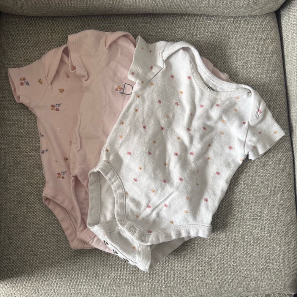 Pink and White Kids Organic Cotton One Pieces